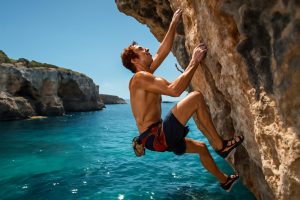découvrez l'exploit de michael piccolruaz qui réussit l'ascension de la mythique kingline de dws à majorque, « es pontas » (9a+), une performance impressionnante sur l'une des voies les plus célèbres du deep water soloing.