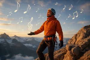 découvrez une expérience unique où la musique légère et aérienne s'entrelace avec l'esprit audacieux de l'alpiniste, pour un voyage sensoriel et inspirant en haute altitude.